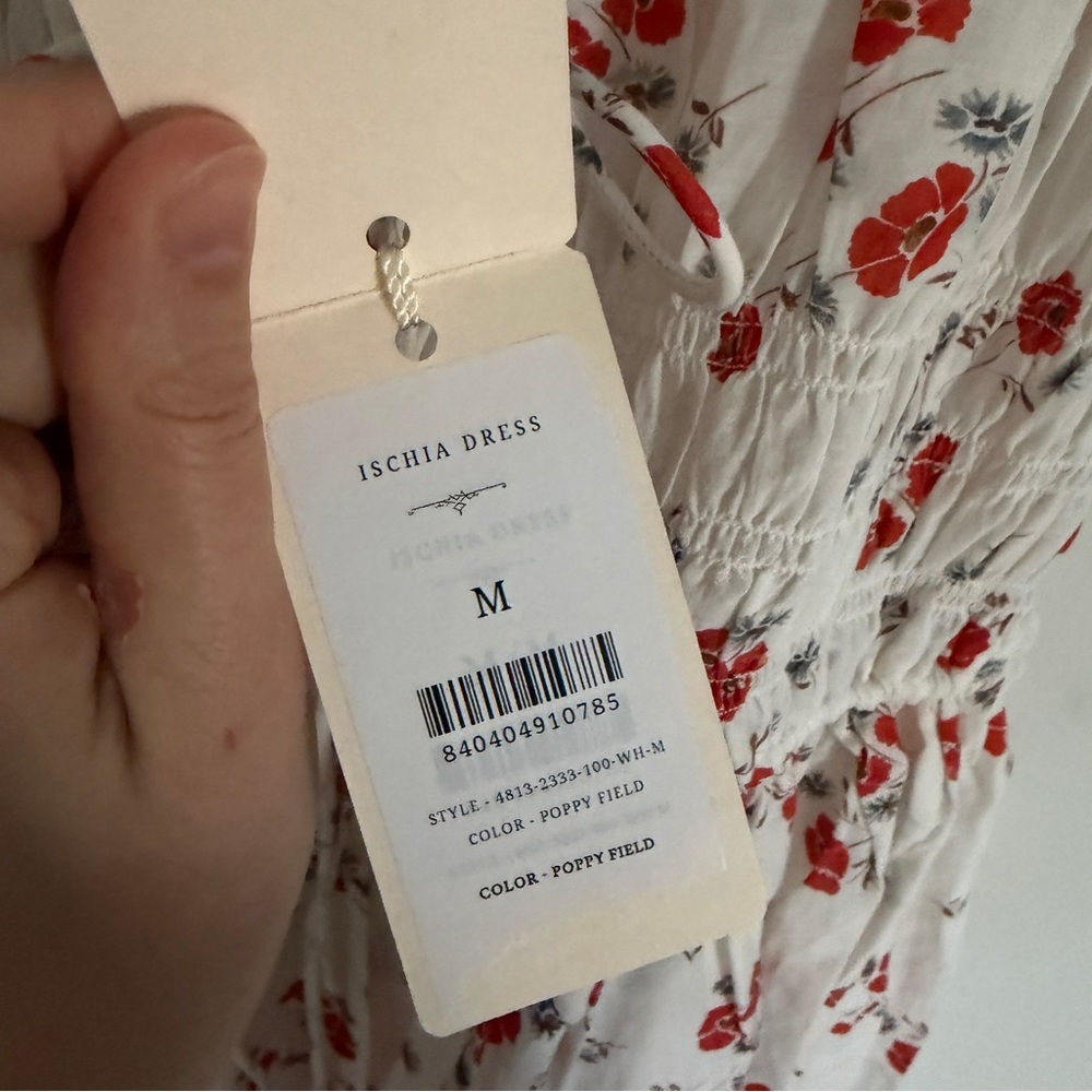 Doen Ischia White Floral Red Poppy Field Maxi Dress Sz M NWT - Picture 6 of 10